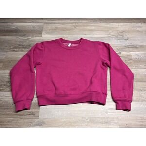Fabletics Women's Size S Fleece Cropped Crewneck‎ Pullover Sweatshirt Boxy Pink
